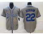 Men's Los Angeles Dodgers #22 Clayton Kershaw Number Grey Cool Base Stitched Baseball Jersey