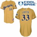 Men's Majestic Milwaukee Brewers #33 Chris Carter Authentic Gold 2013 Alternate Cool Base MLB Jersey