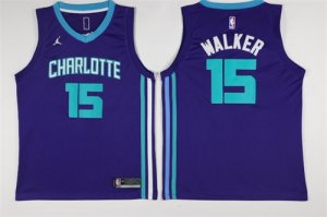 Hornets #15 Kemba Walker Purple Nike Swingman Jersey