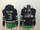 Seattle Seahawks #3 Russell Wilson Black All Stitched Hooded Sweatshirt