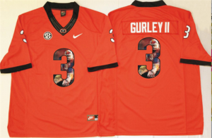 Georgia Bulldogs 3 Todd Gurley II Red Portrait Number College Jersey