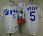 Kansas City Royals #5 George Brett White Cool Base W 2015 World Series Patch Stitched MLB Jersey