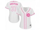 Women Chicago Cubs #37 Brett Anderson Authentic White Fashion MLB Jersey