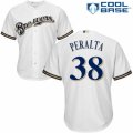 Men's Majestic Milwaukee Brewers #38 Wily Peralta Authentic White Home Cool Base MLB Jersey