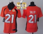 Women Nike Broncos #21 Aqib Talib Orange Team Color Super Bowl 50 NFL Jersey