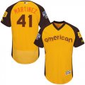 Mens Majestic Detroit Tigers #41 Victor Martinez Yellow 2016 All-Star American League BP Authentic Collection Flex Base MLB Jersey