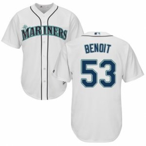 Mens Majestic Seattle Mariners #53 Joaquin Benoit Authentic White Home Cool Base MLB Jersey