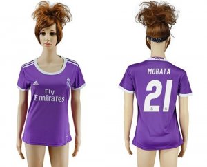 Womens Real Madrid #21 Morata Away Soccer Club Jersey
