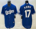 Men's Los Angeles Dodgers #17 Shohei Ohtani Blue Japanese Name Cool Base Jersey