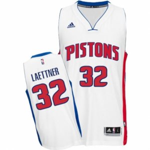 Mens Adidas Detroit Pistons #32 Christian Laettner Swingman White Home NBA Jersey