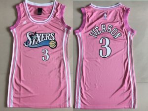 76ers #3 Allen Iverson Pink Women Swingman Jersey