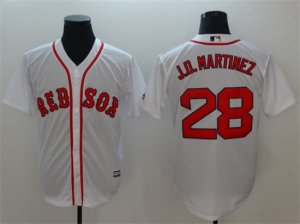 Red Sox #28 J.D. Martinez White Cool Base Jersey