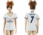 Womens Real Madrid #7 Ronaldo Home Soccer Club Jersey