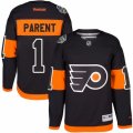 Mens Reebok Philadelphia Flyers #1 Bernie Parent Authentic Black 2017 Stadium Series NHL Jersey