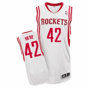 Mens Adidas Houston Rockets #42 Nene Authentic White Home NBA Jersey