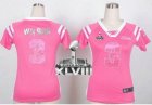 Nike Seattle Seahawks #3 Russell Wilson Pink Super Bowl XLVIII Women NFL Elite Draft Him Shimmer Jersey