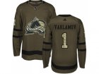 Adidas Colorado Avalanche #1 Semyon Varlamov Green Salute to Service Stitched NHL Jersey