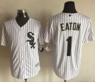 Chicago White Sox #1 Adam Eaton White(Black Strip) New Cool Base Stitched MLB Jersey