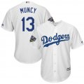 Dodgers #13 Max Muncy White 2018 World Series Cool Base Player Jersey