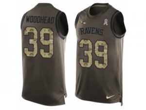 Mens Nike Baltimore Ravens #39 Danny Woodhead Limited Green Salute to Service Tank Top NFL Jersey