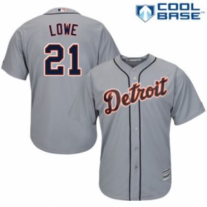 Men\'s Majestic Detroit Tigers #21 Mark Lowe Replica Grey Road Cool Base MLB Jersey