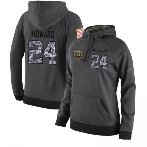 NFL Women\'s Nike Chicago Bears #24 Jordan Howard Stitched Black Anthracite Salute to Service Player Performance Hoodie