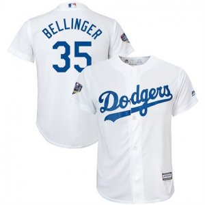 Dodgers #35 Cody Bellinger White Youth 2018 World Series Cool Base Player Jersey