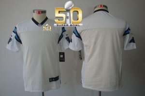Youth Nike Panthers Blank White Super Bowl 50 Stitched Jersey
