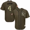 Men's Majestic Kansas City Royals #4 Alex Gordon Replica Green Salute to Service MLB Jersey