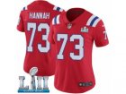 Women Nike New England Patriots #73 John Hannah Red Alternate Vapor Untouchable Limited Player Super Bowl LII NFL Jersey