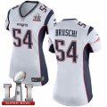 Womens Nike New England Patriots #54 Tedy Bruschi Elite White Super Bowl LI 51 NFL Jersey