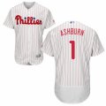 Men's Majestic Philadelphia Phillies #1 Richie Ashburn White Red Strip Flexbase Authentic Collection MLB Jersey