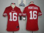 2013 Super Bowl XLVII Women NEW NFL San Francisco 49ers #16 joe Montana Red Jerseys(Women Limited)