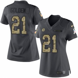 Women\'s Nike Pittsburgh Steelers #21 Robert Golden Limited Black 2016 Salute to Service NFL Jersey