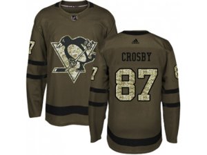 Youth Adidas Pittsburgh Penguins #87 Sidney Crosby Green Salute to Service Stitched NHL Jersey