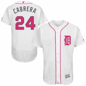 Men\'s Majestic Detroit Tigers #24 Miguel Cabrera Authentic White 2016 Mother\'s Day Fashion Flex Base MLB Jersey