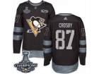 Mens Adidas Pittsburgh Penguins #87 Sidney Crosby Premier Black 1917-2017 100th Anniversary 2017 Stanley Cup