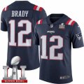 Youth Nike New England Patriots #12 Tom Brady Limited Navy Blue Rush Super Bowl LI 51 NFL Jersey