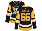Women Adidas Pittsburgh Penguins #66 Mario Lemieux Black Home Authentic Stitched NHL Jersey