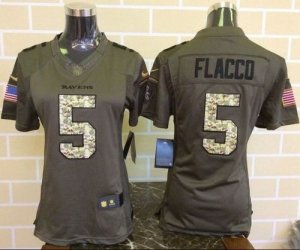 Women Nike Baltimore Ravens #5 Joe Flacco Green Salute to Service Jerseys