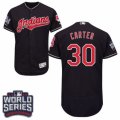 Mens Majestic Cleveland Indians #30 Joe Carter Navy Blue 2016 World Series Bound Flexbase Authentic Collection MLB Jersey
