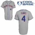 Mens Majestic New York Mets #4 Wilmer Flores Authentic Grey Road Cool Base MLB Jersey