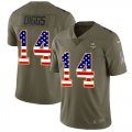 Nike Vikings #14 Stefon Diggs Olive USA Flag Salute To Service Limited Jersey