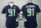 Nike Seattle Seahawks #91 Chris Clemons Steel Blue Super Bowl XLVIII Women NFL jersey