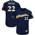 Brewers #22 Christian Yelich Navy 150th Patch Flexbase Jersey