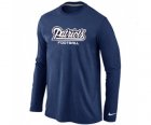 Nike New England Patriots Authentic font Long Sleeve T-Shirt D.Blue