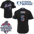 New York Mets #5 David Wright Black W 2015 World Series Patch Stitched MLB Jersey