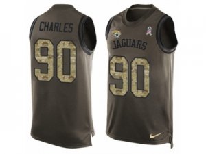 Mens Nike Jacksonville Jaguars #90 Stefan Charles Limited Green Salute to Service Tank Top NFL Jersey