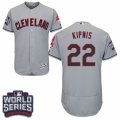 Mens Majestic Cleveland Indians #22 Jason Kipnis Grey 2016 World Series Bound Flexbase Authentic Collection MLB Jersey