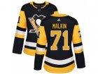 Women Adidas Pittsburgh Penguins #71 Evgeni Malkin Black Home Authentic Stitched NHL Jersey